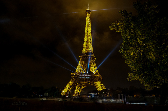Eiffel Tower Light Beams October 2015